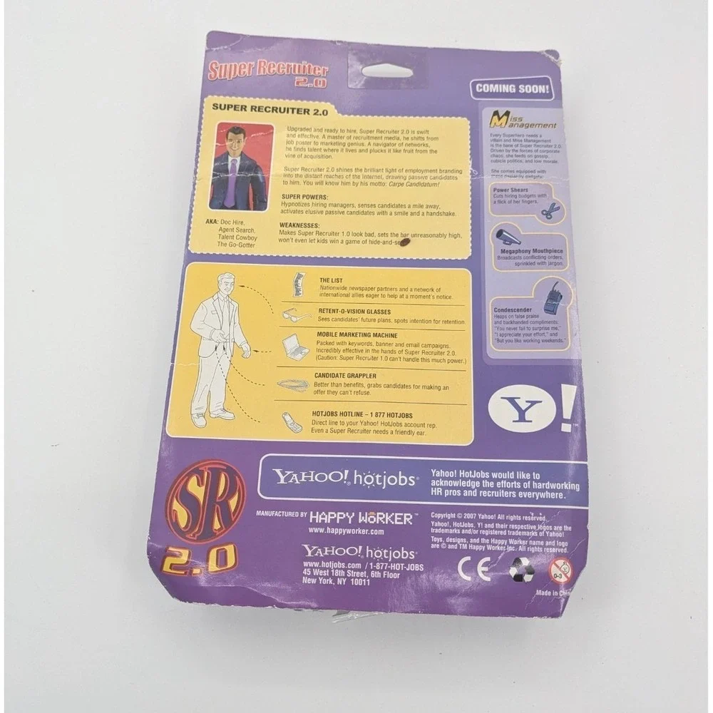 Yahoo! Hotjobs Super Recruiter 2.0 Limited Edition Action Figure HR 2007 NEW‎